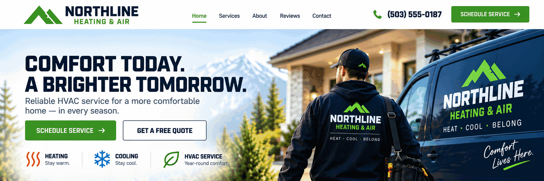 Northline Heating and Air website mockup