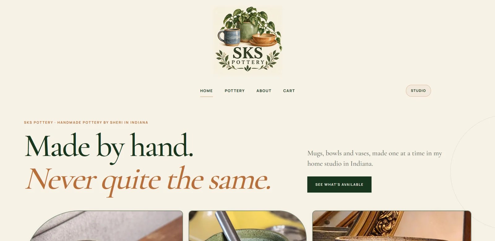 SKS Pottery artist and e-commerce website built by Always Be Farming